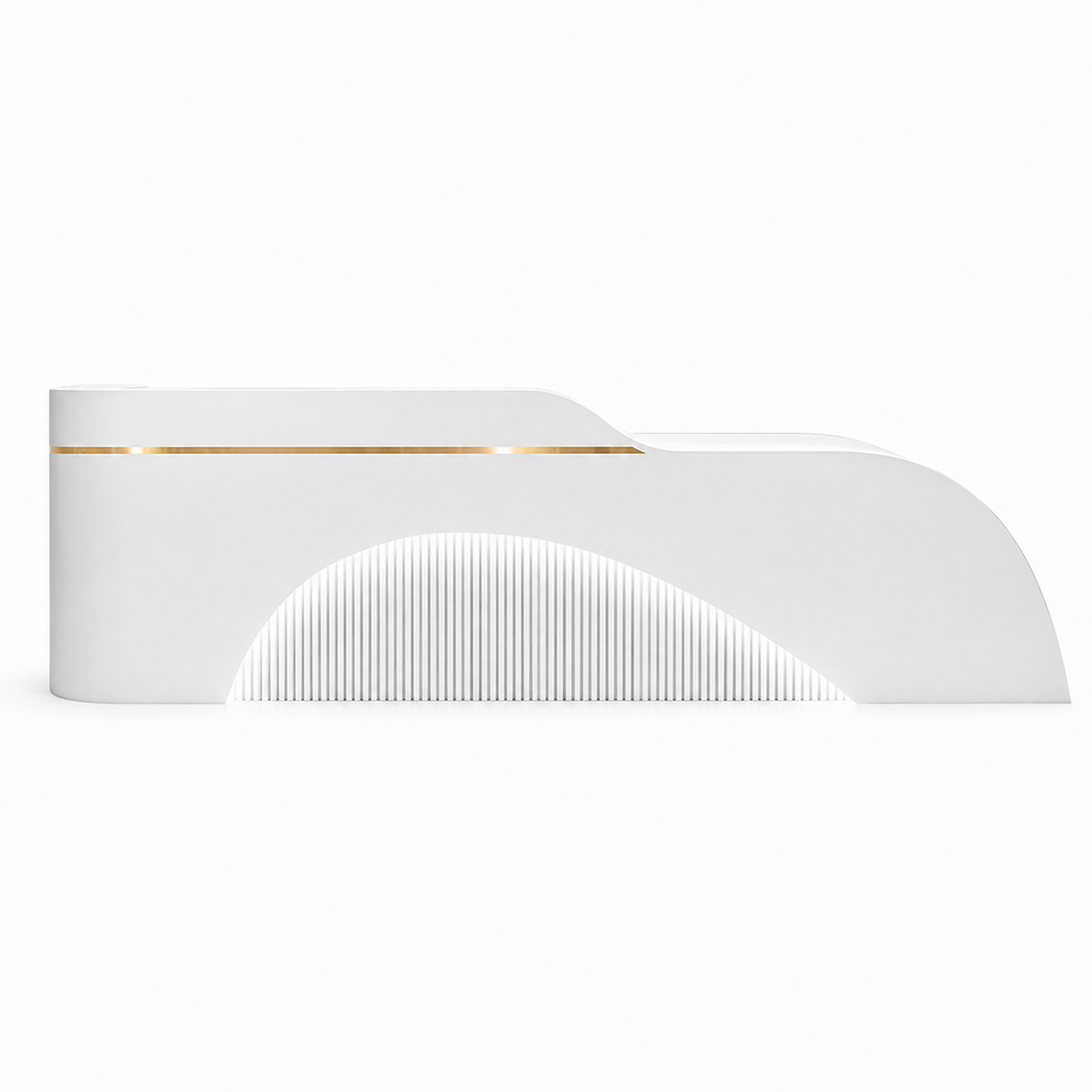 Modern Curved Reception Desk with LED, Storage and Custom Logo