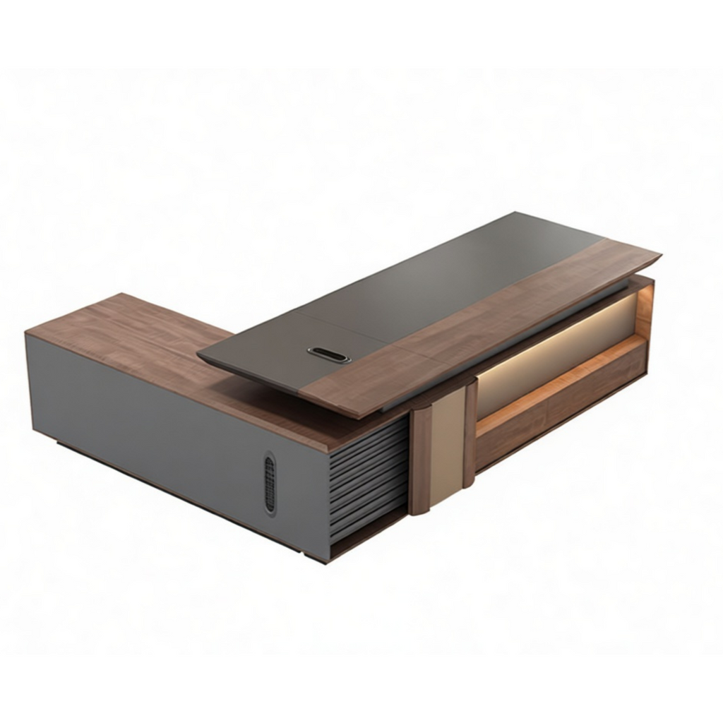 Modern Executive Desk with Return Cabinet and Premium Storage for Manager Offices