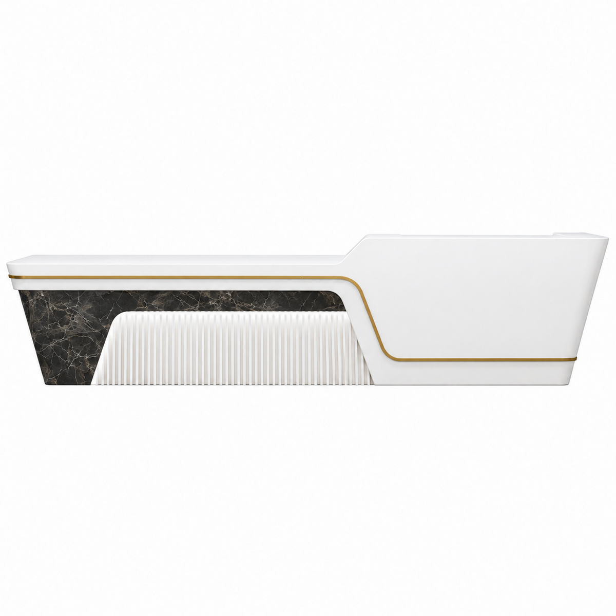 Modern Reception Desk With Textured Fluted Panels And Built-In Ambient Light Strips