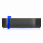 Modern Stainless Steel Reception Desk With Lit Custom Logo Panel