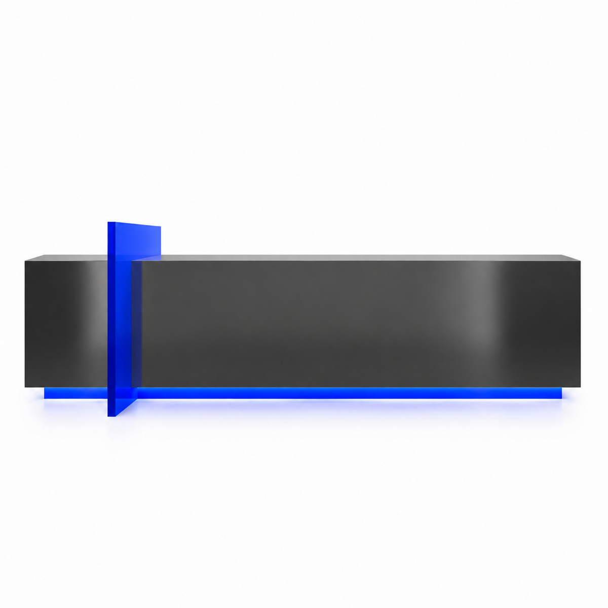 Modern Stainless Steel Reception Desk With Lit Custom Logo Panel
