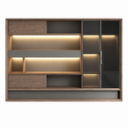 Modern Office Storage Cabinet with Glass Wardrobe and LED Display Shelves