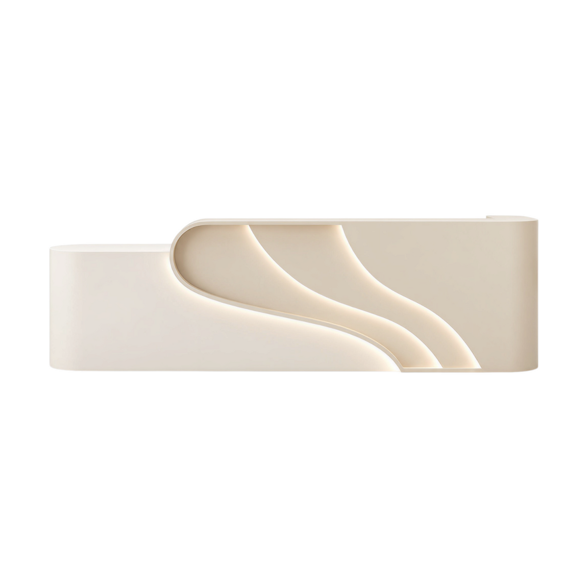 Modern Reception Counter with Sculptural Wave Design and Custom Finishes