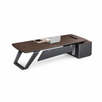 Premium Modern Executive Desk with Walnut Grain and Dual Colour Accents