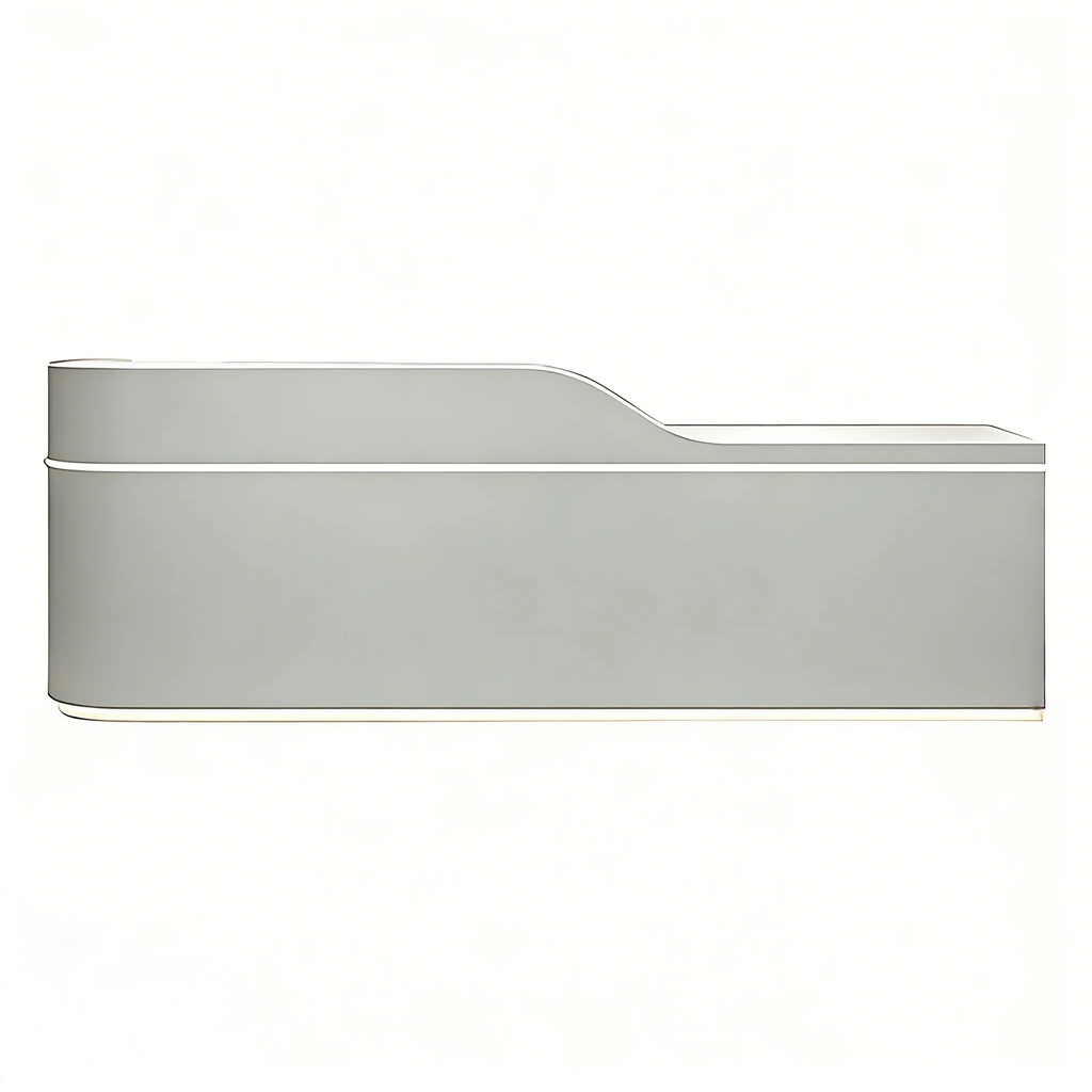 Sleek Curved Reception Counter with Concealed Storage and Service Ledge