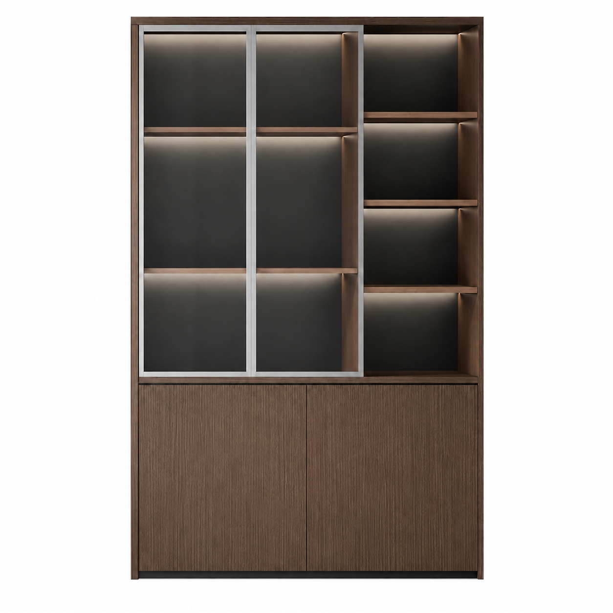 Executive Filing Cabinet with Glass Display and Concealed Storage