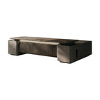 Modern Executive Desk with Matte Graphite Base and Timber Grain Top