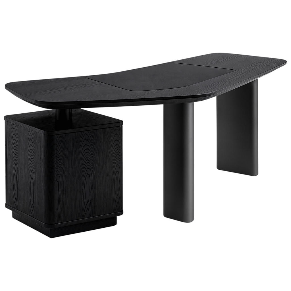 Modern Executive Desk with Leather Inlay & Storage