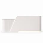 Modern Curved Fluted Reception Desk with LED Lighting and Custom Logo