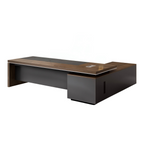 Executive Desk with Extended Side Cabinet and Modular Storage Options