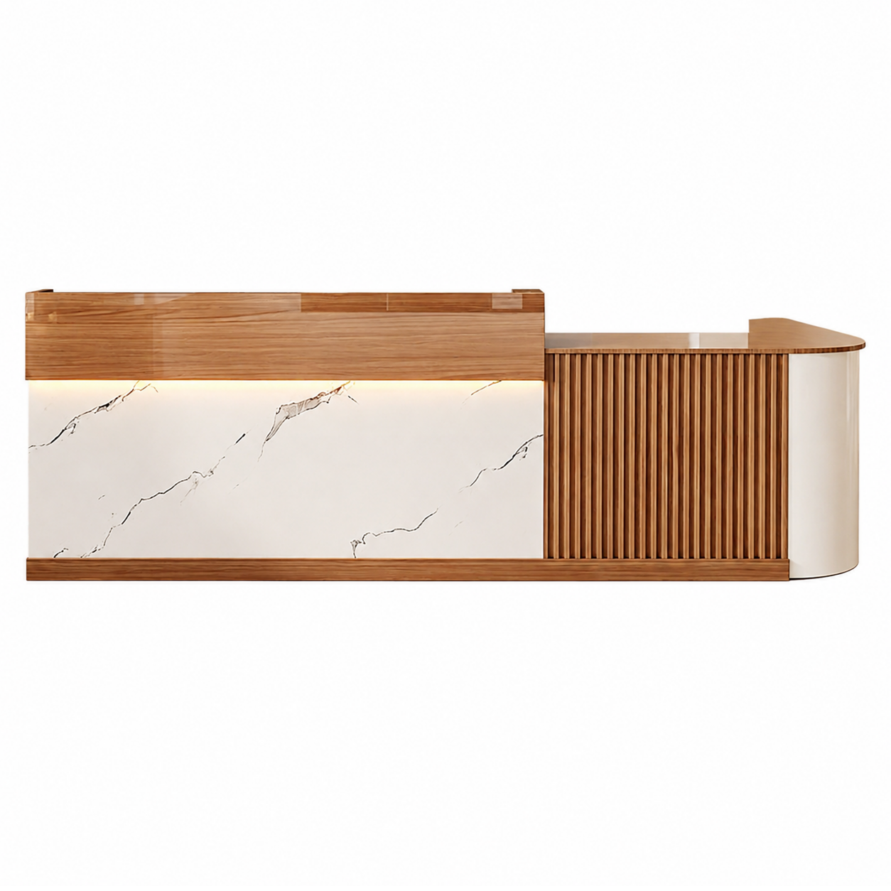 Slatted Timber Café Counter with LED Front Panel