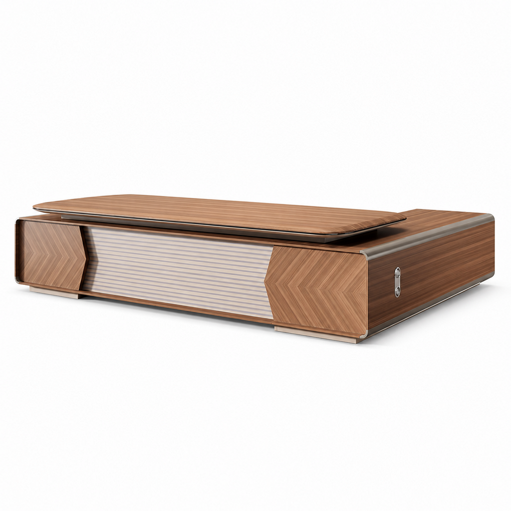 Modern L-Shaped Executive Office Desk with Integrated Storage