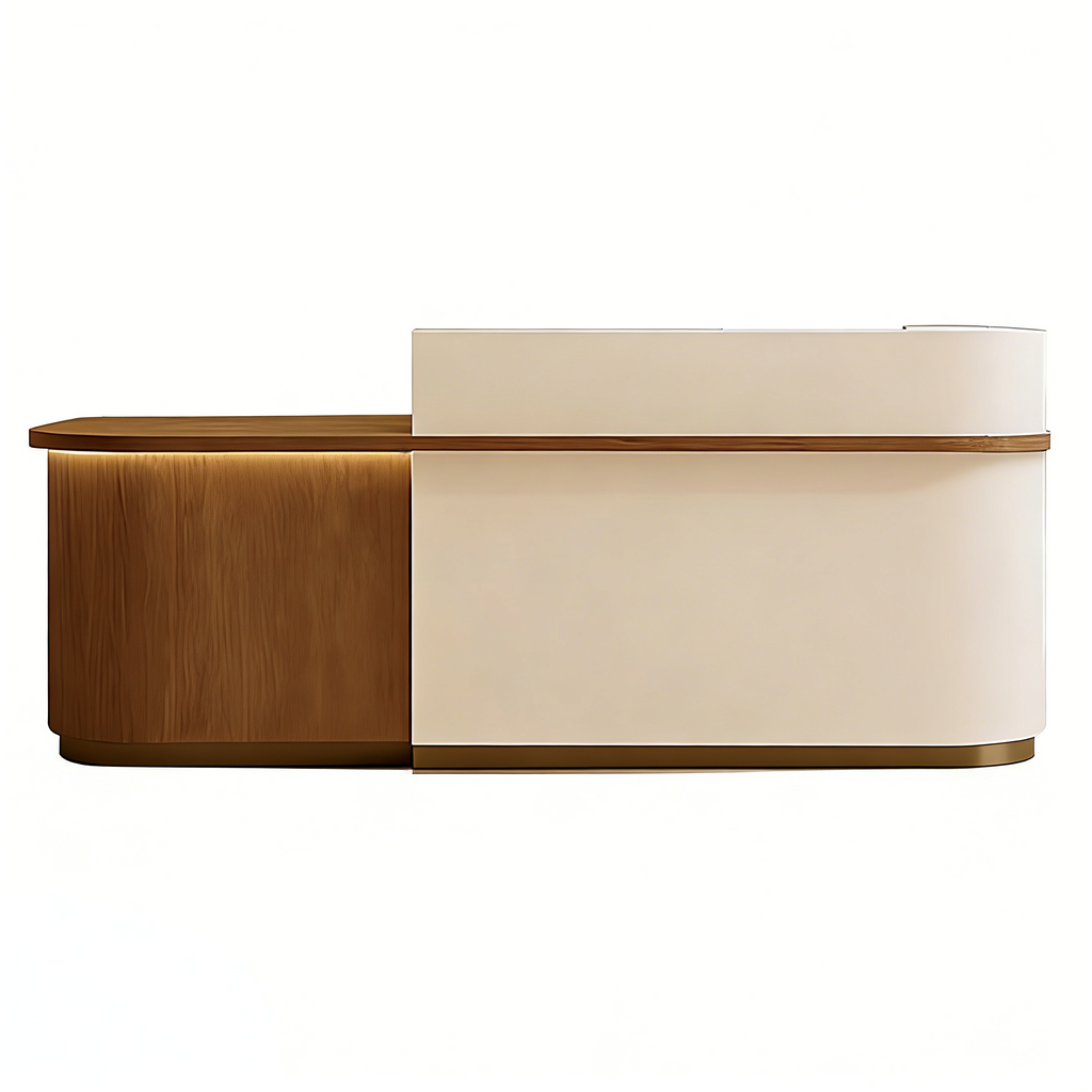 Soft-Tone Timber Reception Counter for Beauty and Wellness