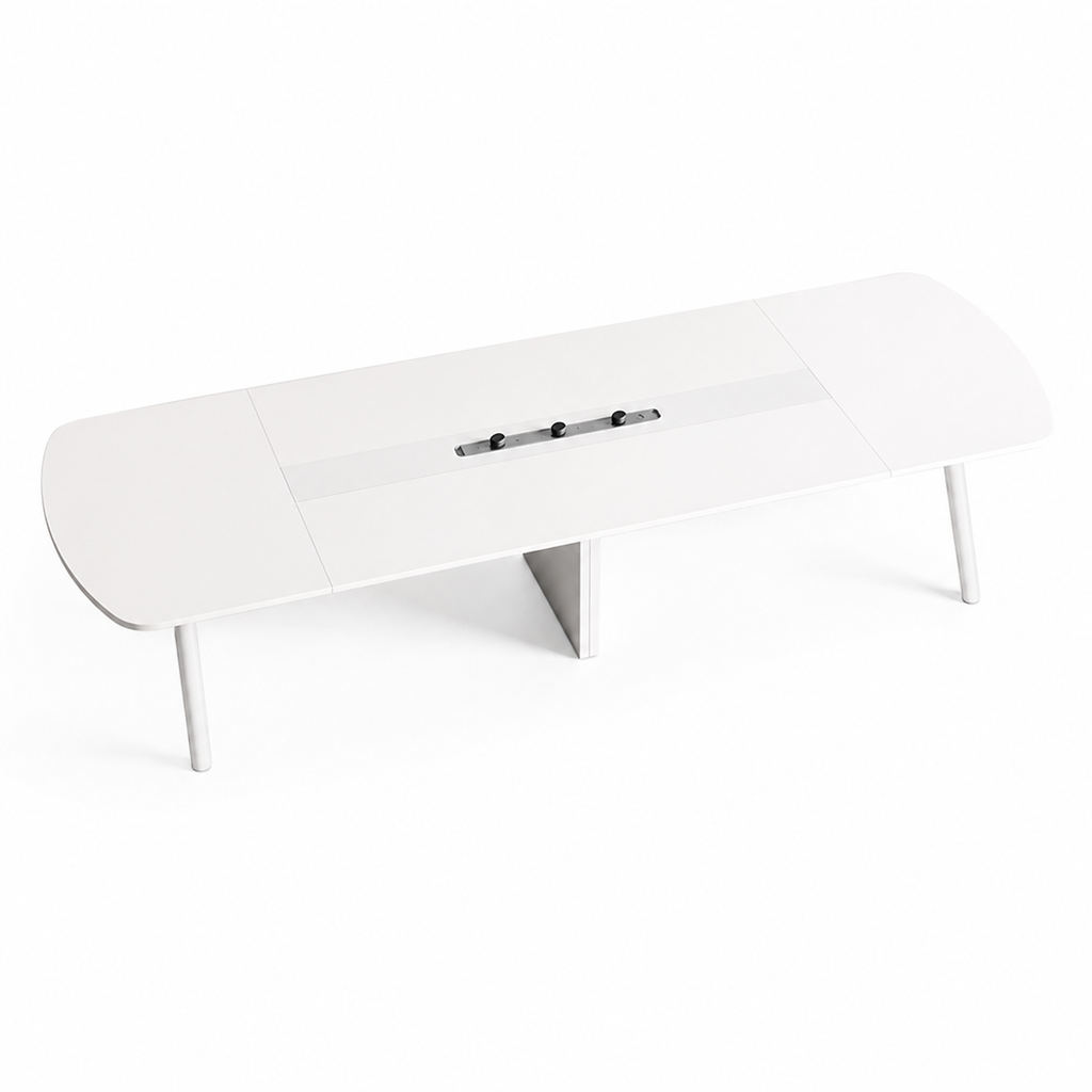 Modern Meeting Table with Integrated Power Outlet and Aluminium Legs