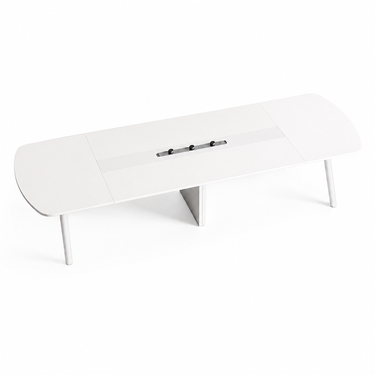 Modern Meeting Table with Integrated Power Outlet and Aluminium Legs