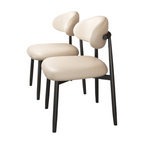 Modern Upholstered Home Chair With Curved Backrest And Steel Legs
