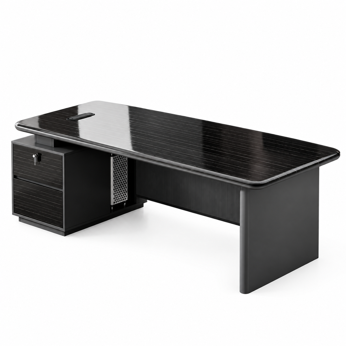 Modern Executive Office Desk with LED, Lockable Storage and Cable Management