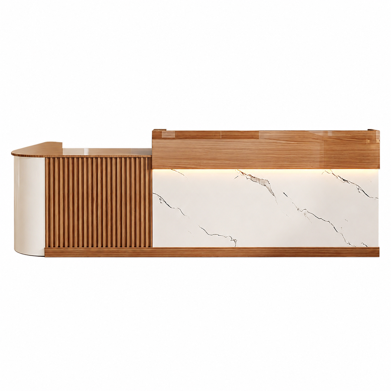 Slatted Timber Café Counter with LED Front Panel