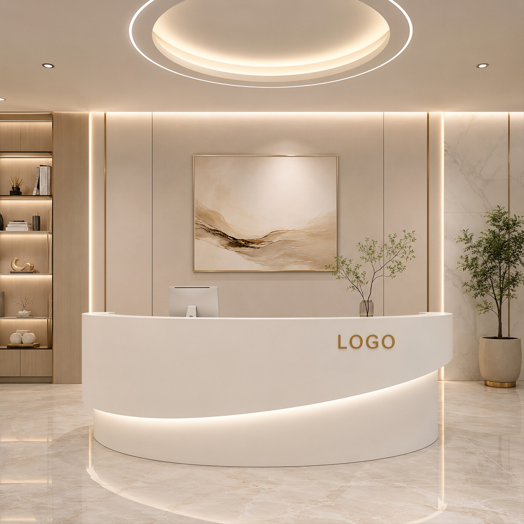 Lacquer Reception Counter with Ambient Lighting