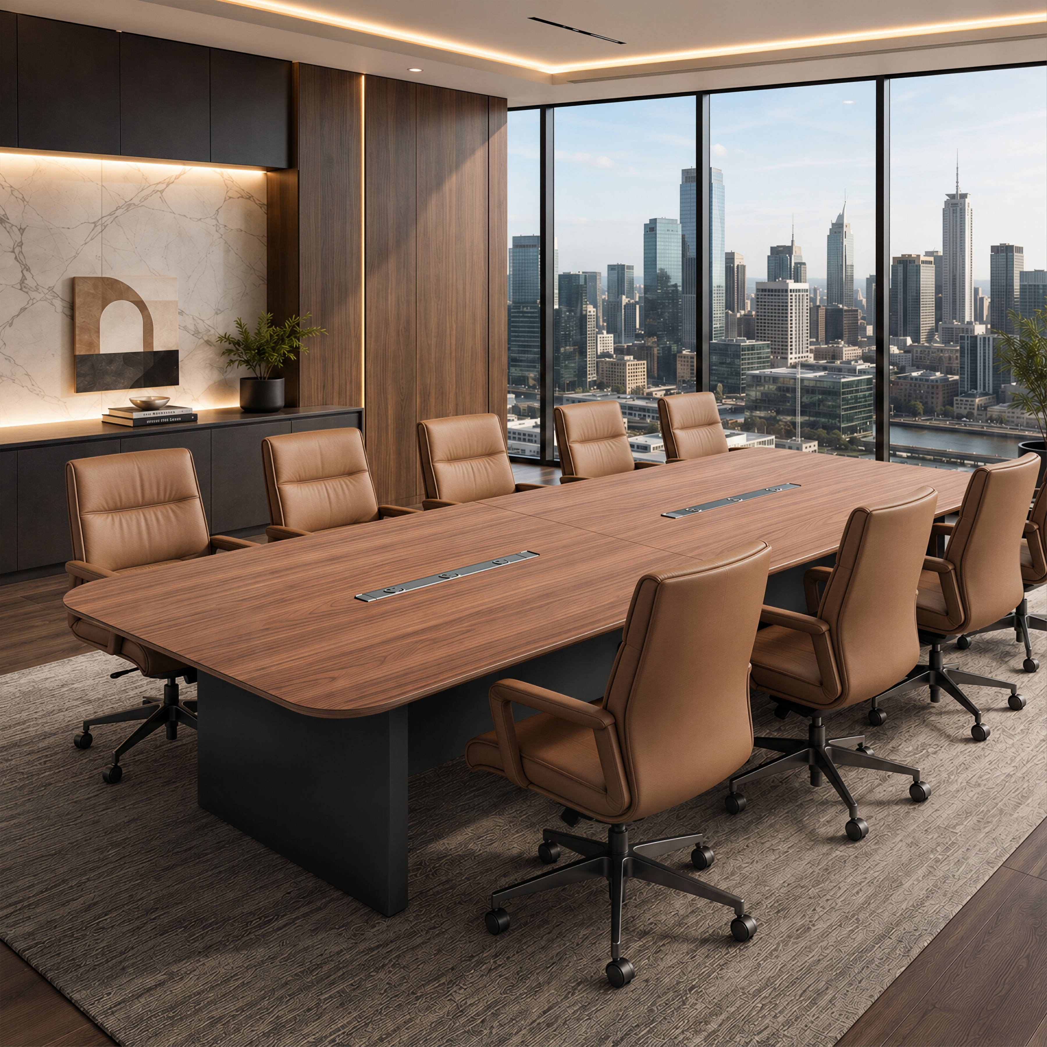 Commercial Boardroom Table in Walnut Finish