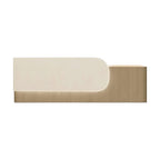 Elegant Reception Counter with Curved White Marble Front and Integrated Lighting for Entryways