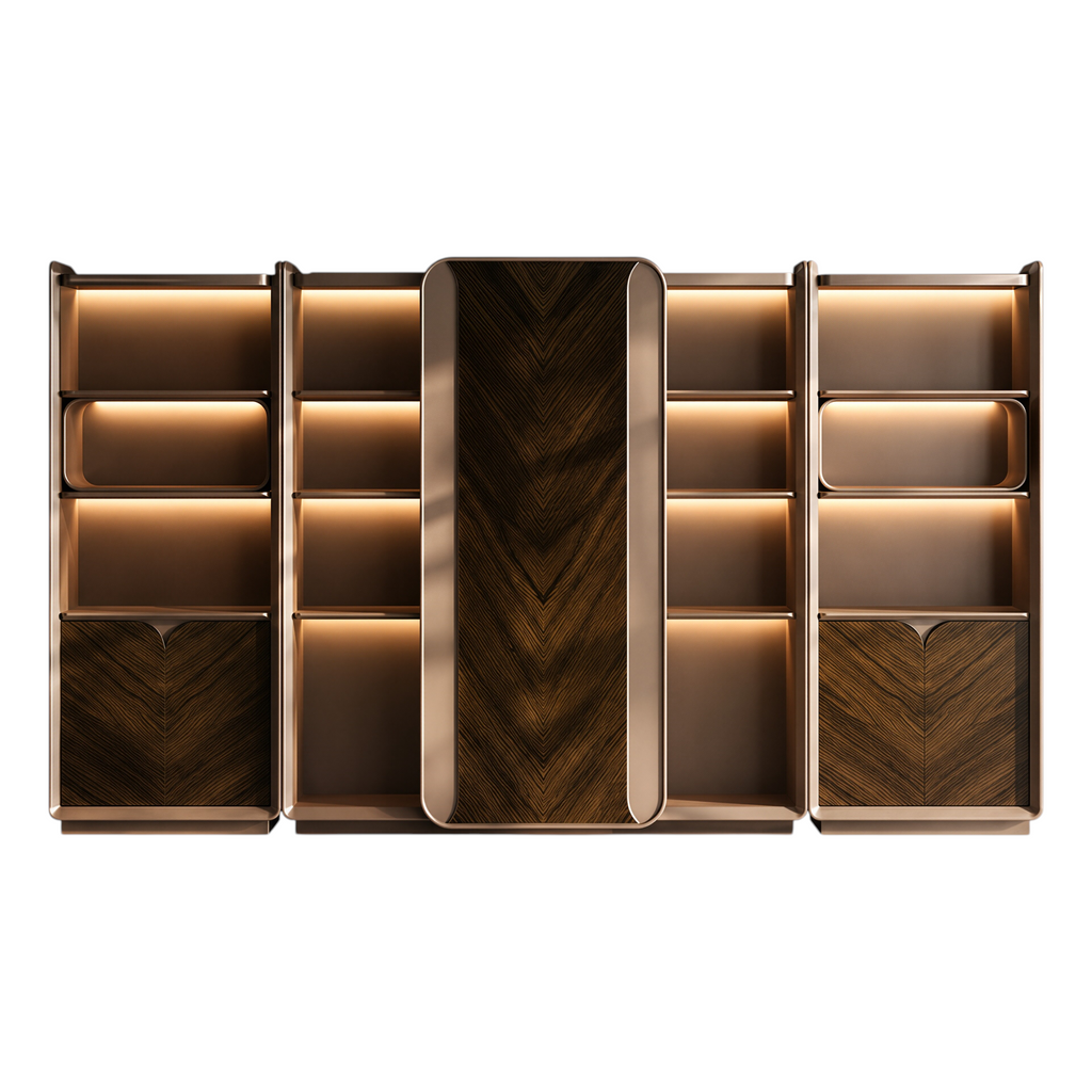 Luxury Walnut Executive Storage Wall Cabinet