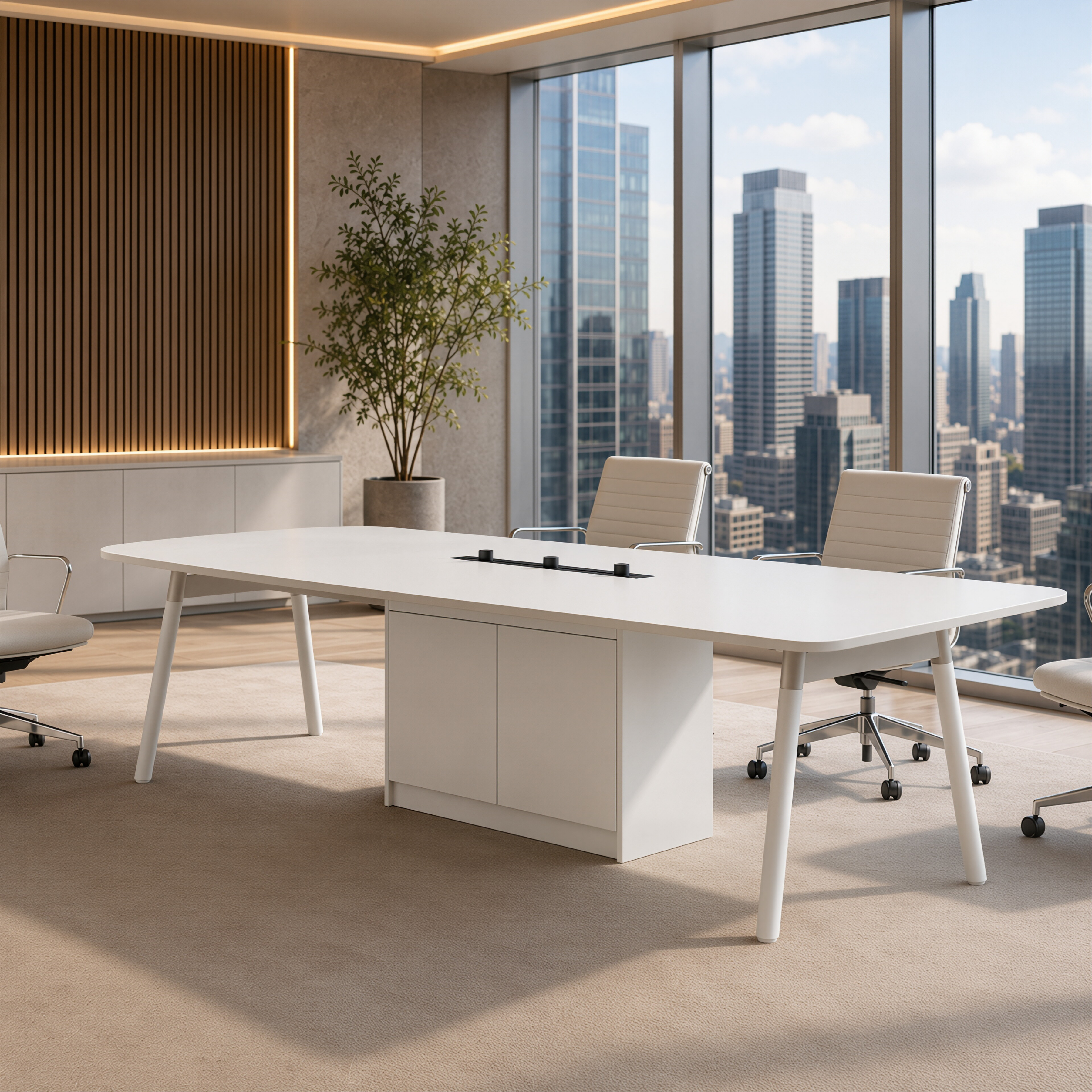 Minimalist Executive Conference Table with Cable Management