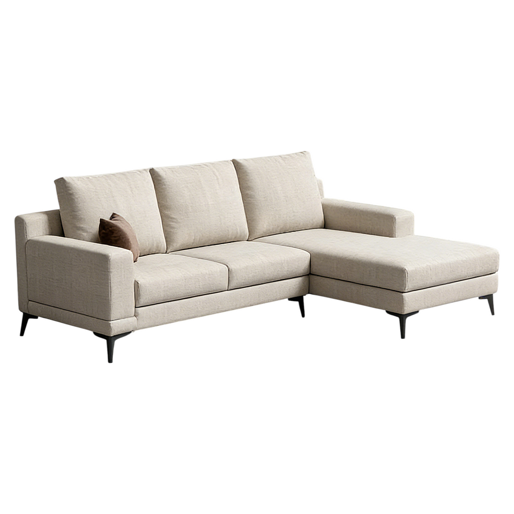 Modern Modular Linen Sofa With Reversible Chaise And Removable Covers