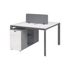 Collaborative Office Workstation Desk with Privacy Screens and Integrated Storage