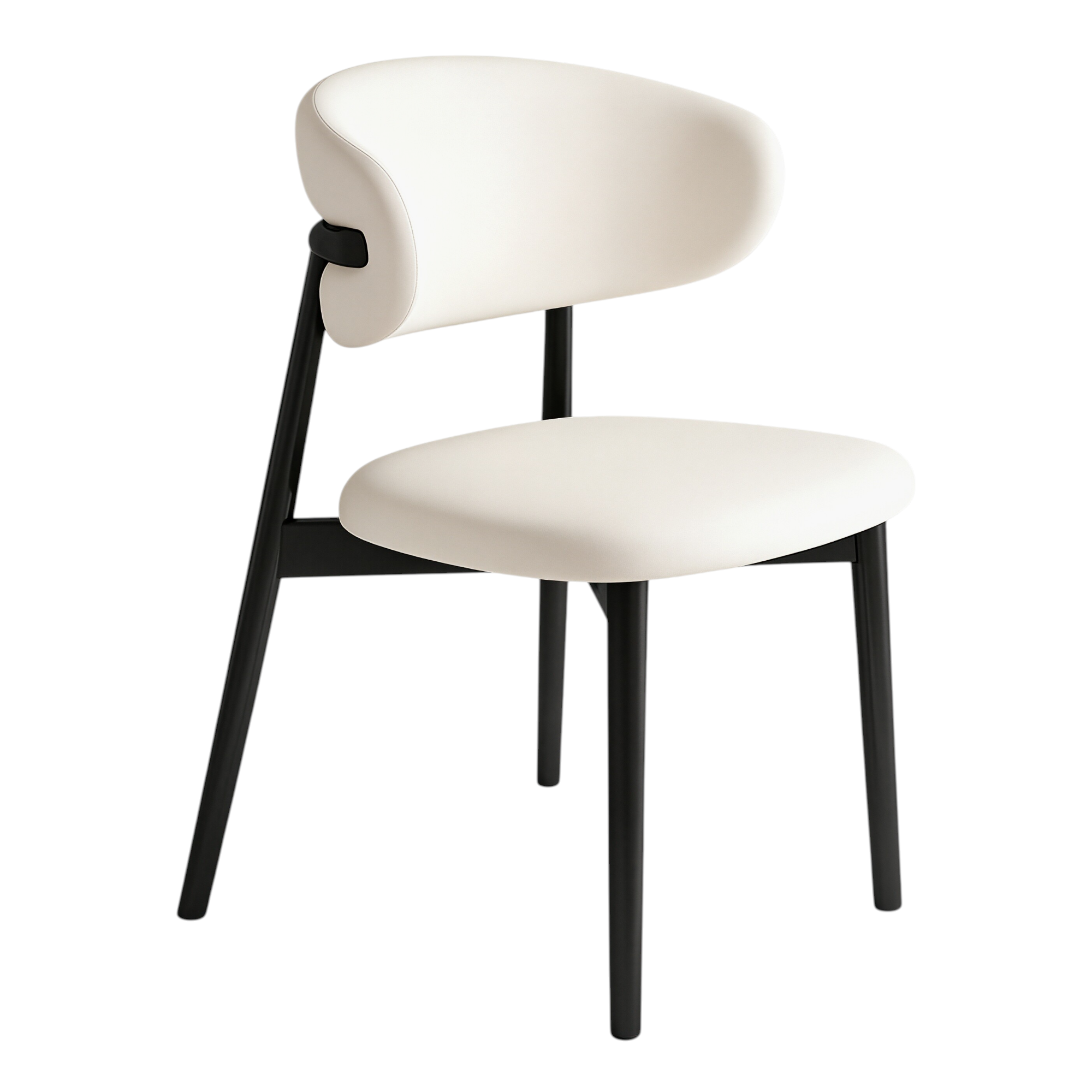 Modern Upholstered Home Chair with Curved Backrest and Solid timber Legs