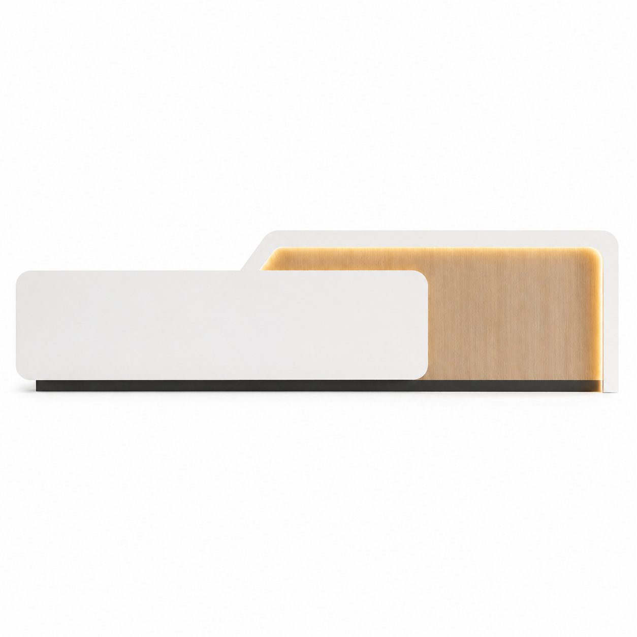 Curved White and Oak LED Reception Counter