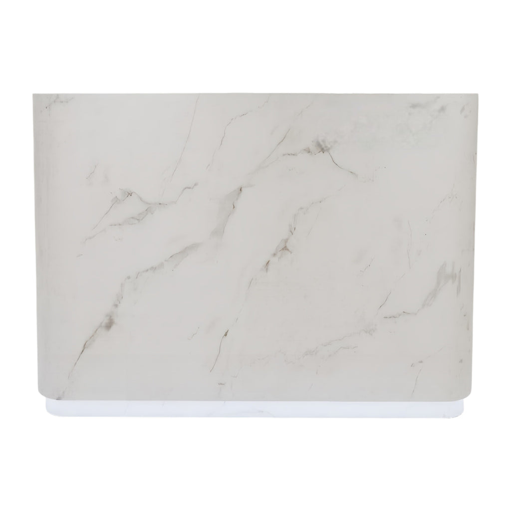 Modern Curved Reception Counter with Integrated Base LED Lighting and Minimalist White Finish