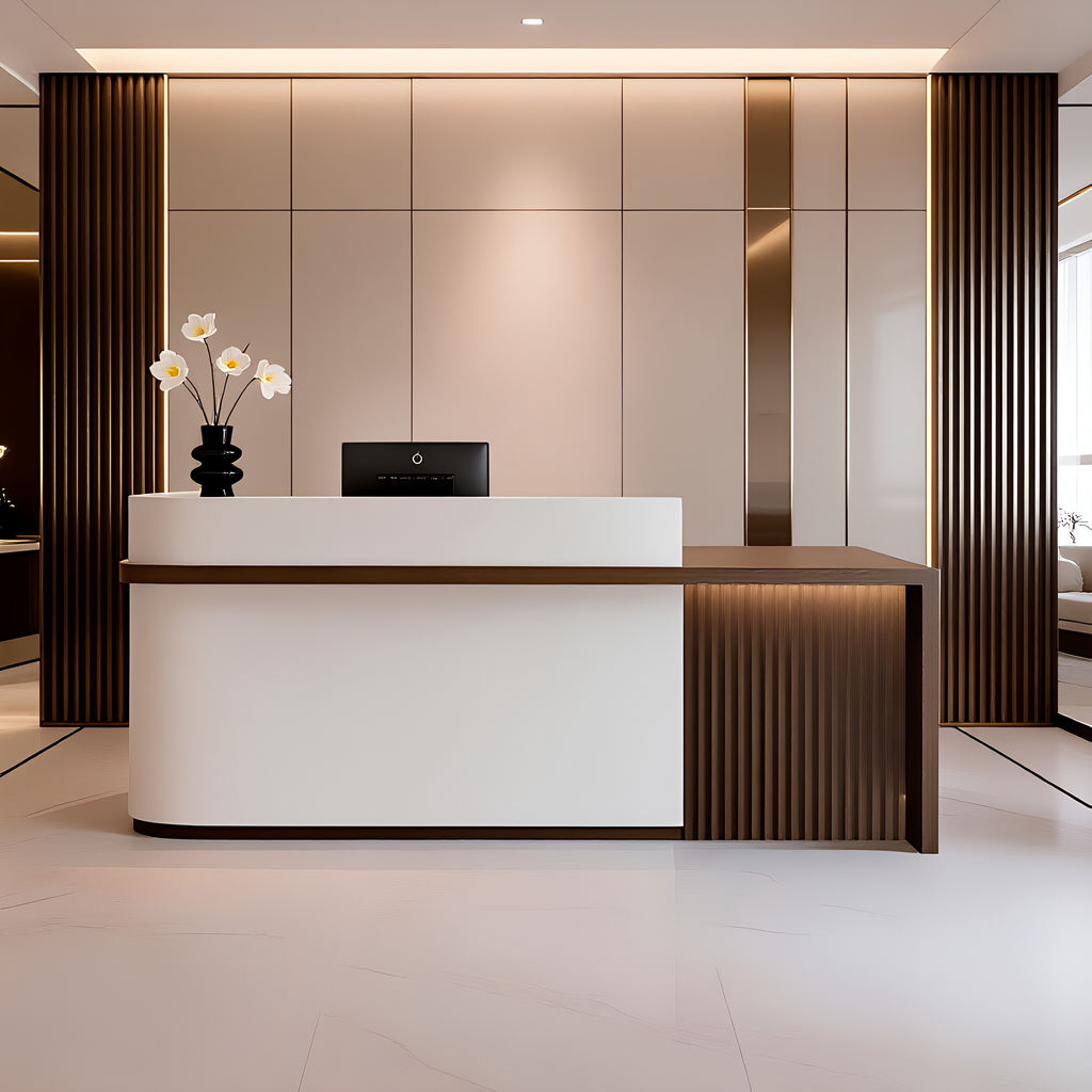 Premium Salon Reception Desk with LED Side Panel
