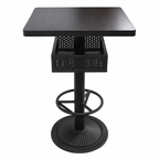 Modern Bar Table with Basket Storage and Foot Rail