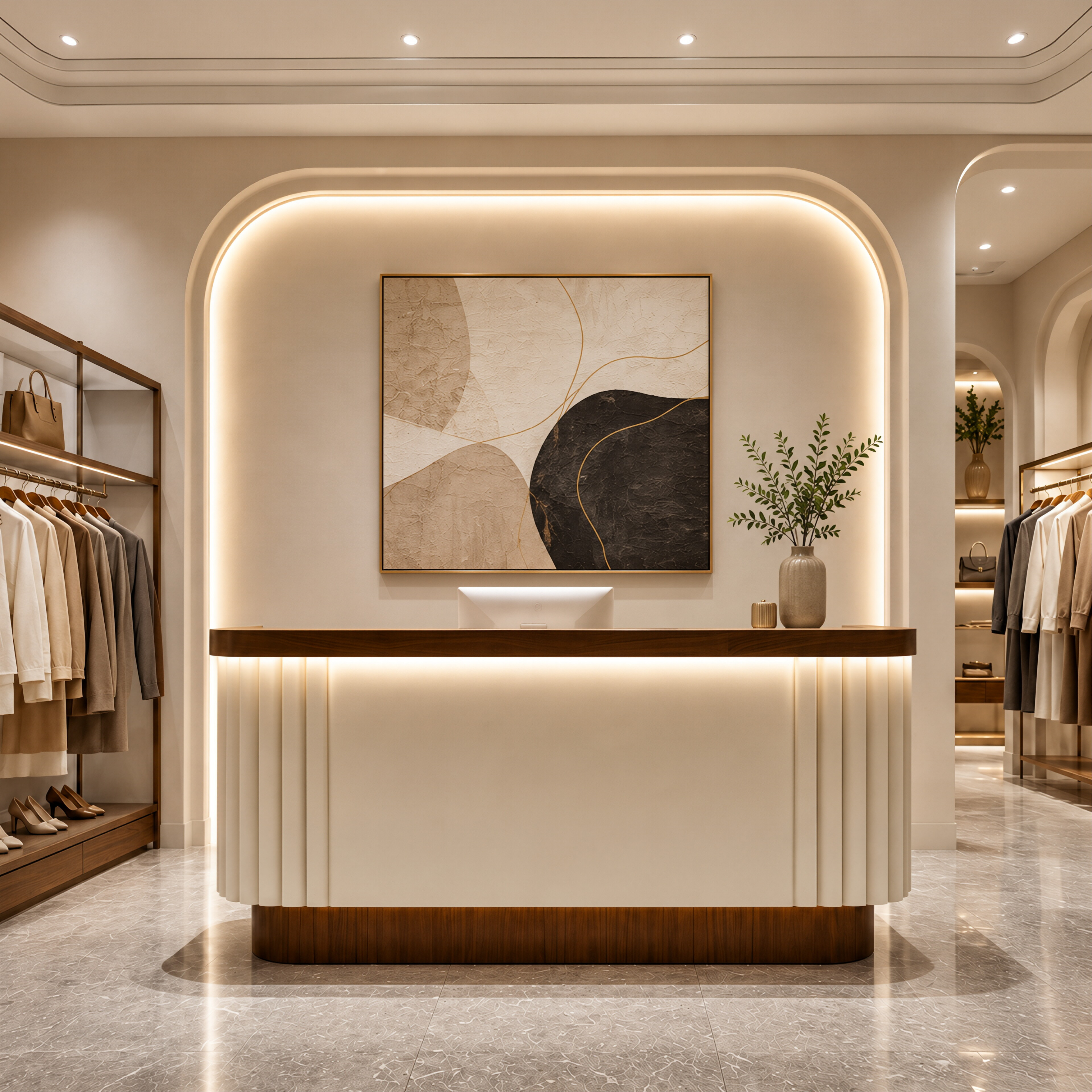 Boutique Reception Counter with LED Accent Lighting