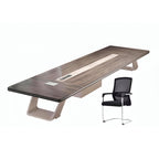 Commercial Boardroom Conference Table with Integrated Power and Cable Management