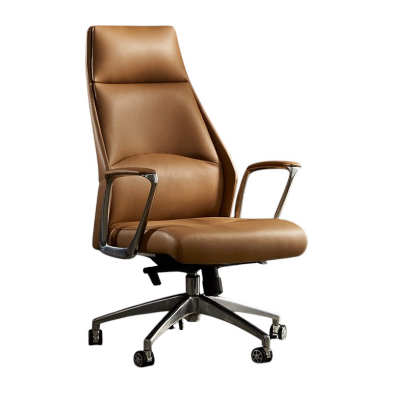 Premium Executive Leather Office Chair with Ergonomic Lumbar Support and Reinforced Aluminum Base