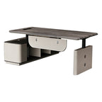 Height Adjustable Executive Desk with Walnut Top and Side Storage Return