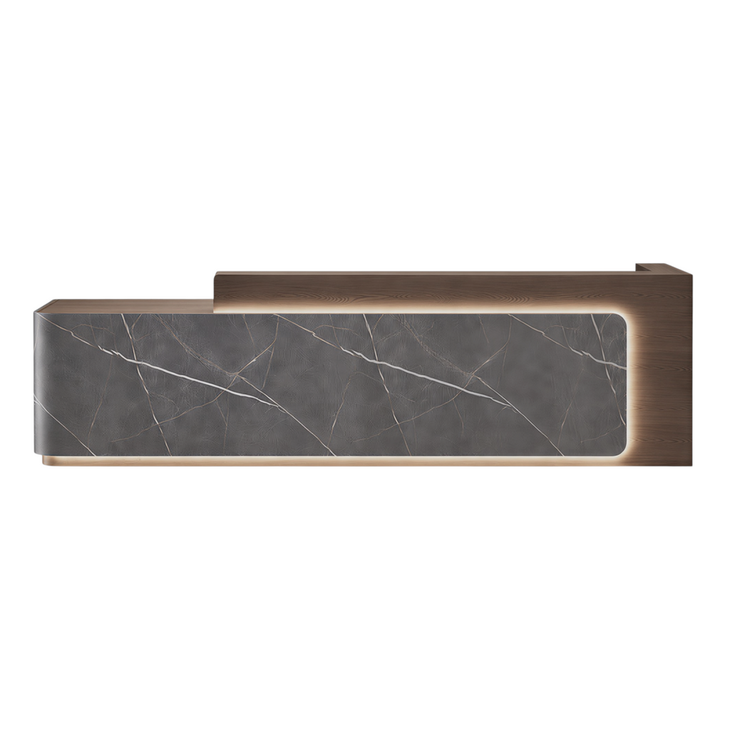 Contemporary Reception Counter with Illuminated Branding Panel