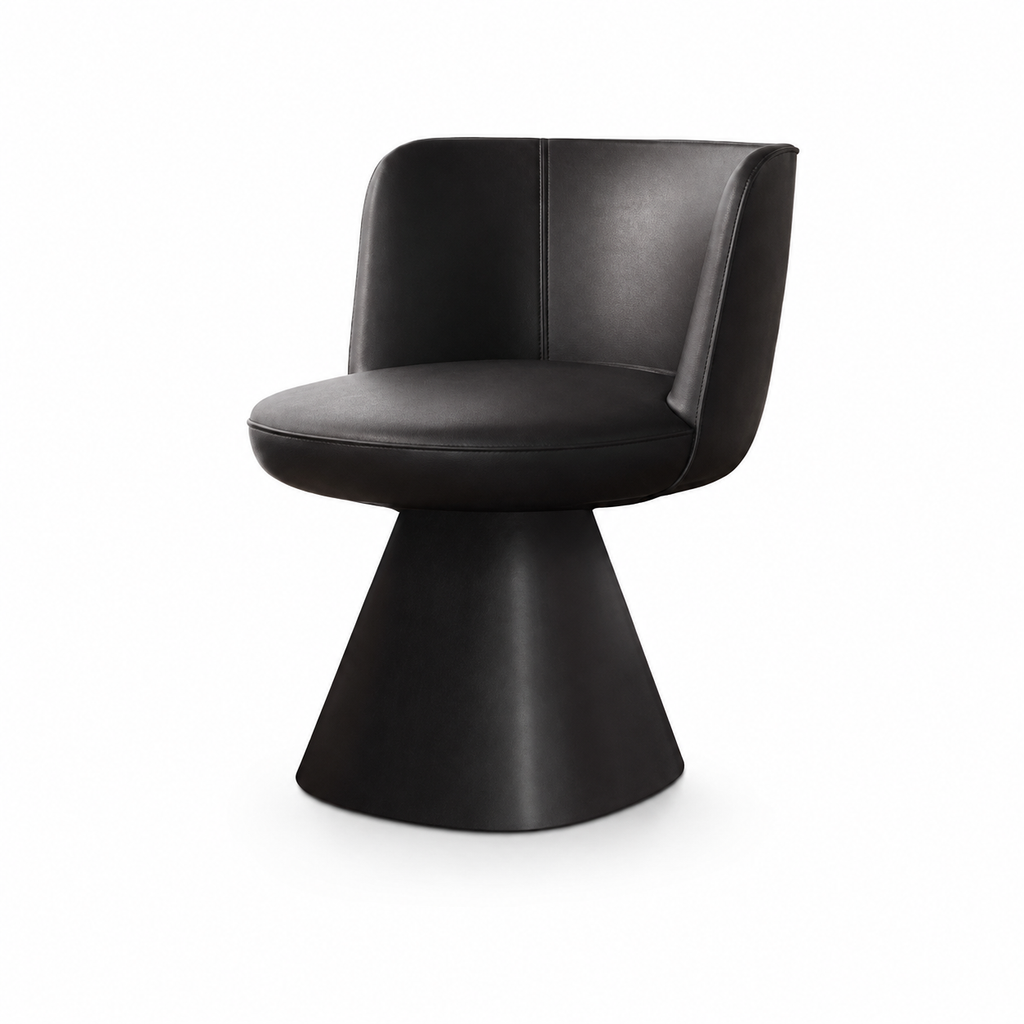 Modern Swivel Accent Chair with Solid Wood Frame and Curved Upholstered Backrest