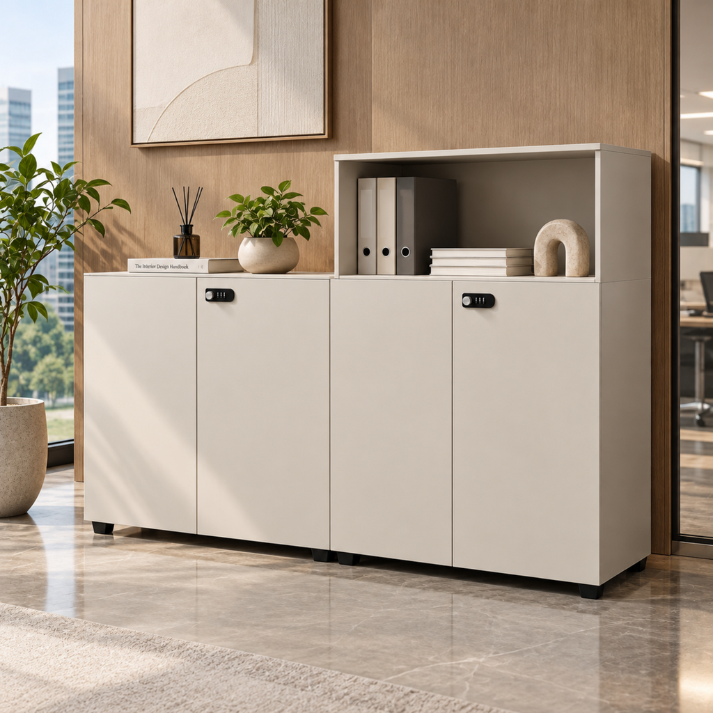 Contemporary Modular Office Storage Cabinet with Secure Custom Option
