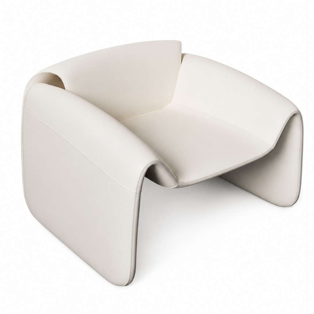Modern Curved Faux Leather Sectional Sofa with Deep Seating