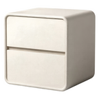 Modern Rounded Two-Drawer Bedside Table with Soft-Edge Profile and Compact Storage