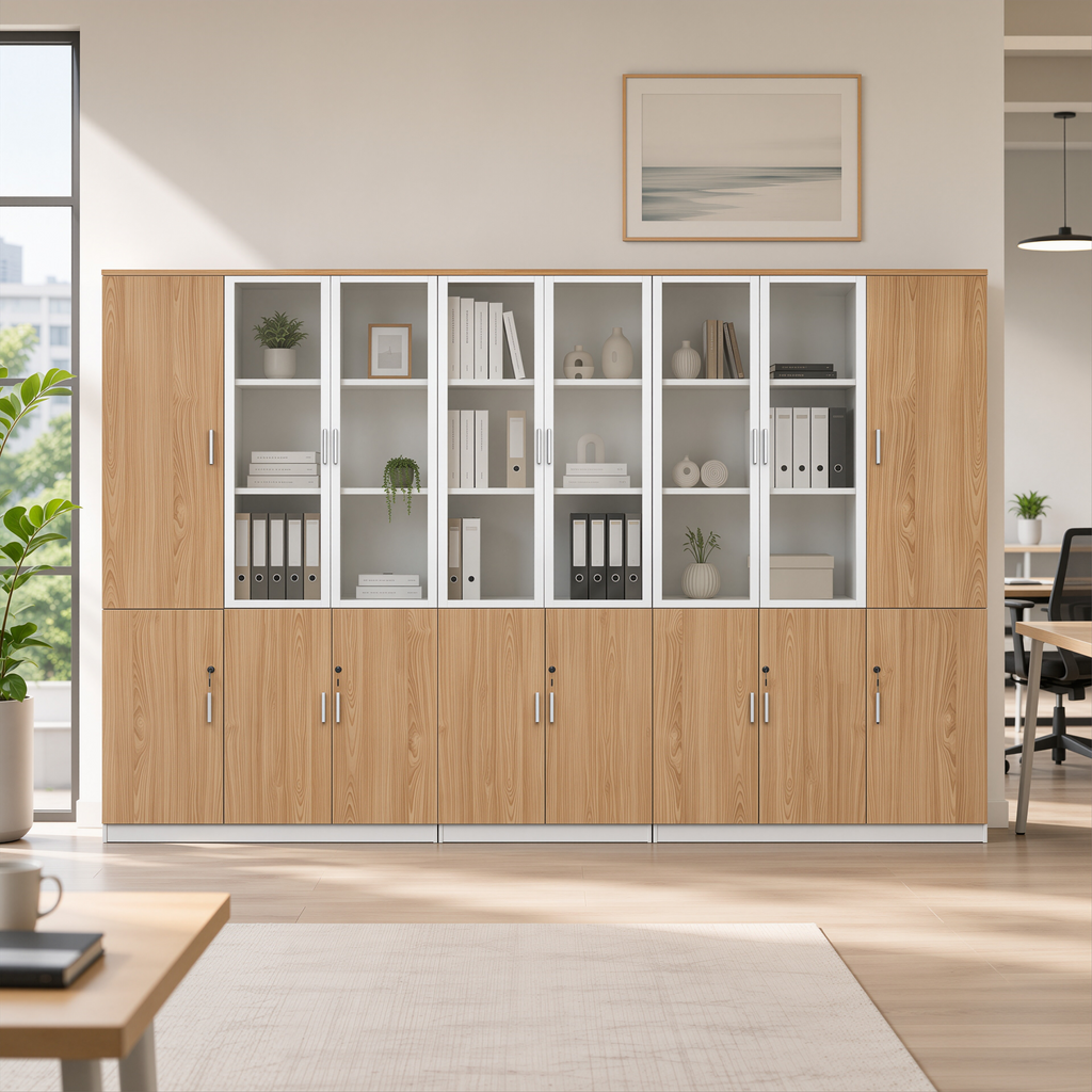 Multi-Section Office Storage and Display Cabinet
