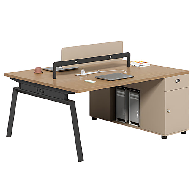 Modern Shared Office Desk Workstation with Screen Divider and Storage