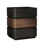 Contemporary Bedside Cabinet with Woodgrain Accent