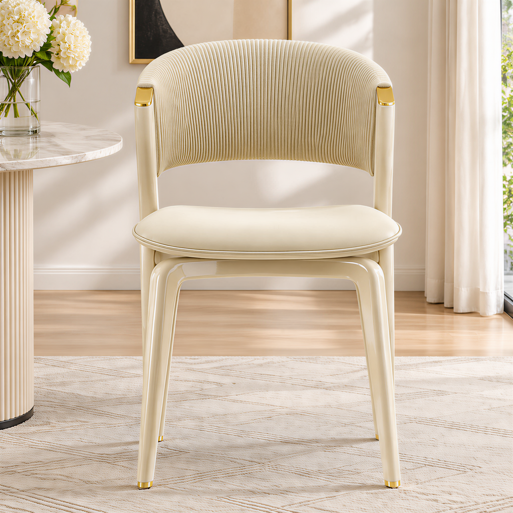 Modern Dining Armchair with Ribbed Upholstery and Colour Options