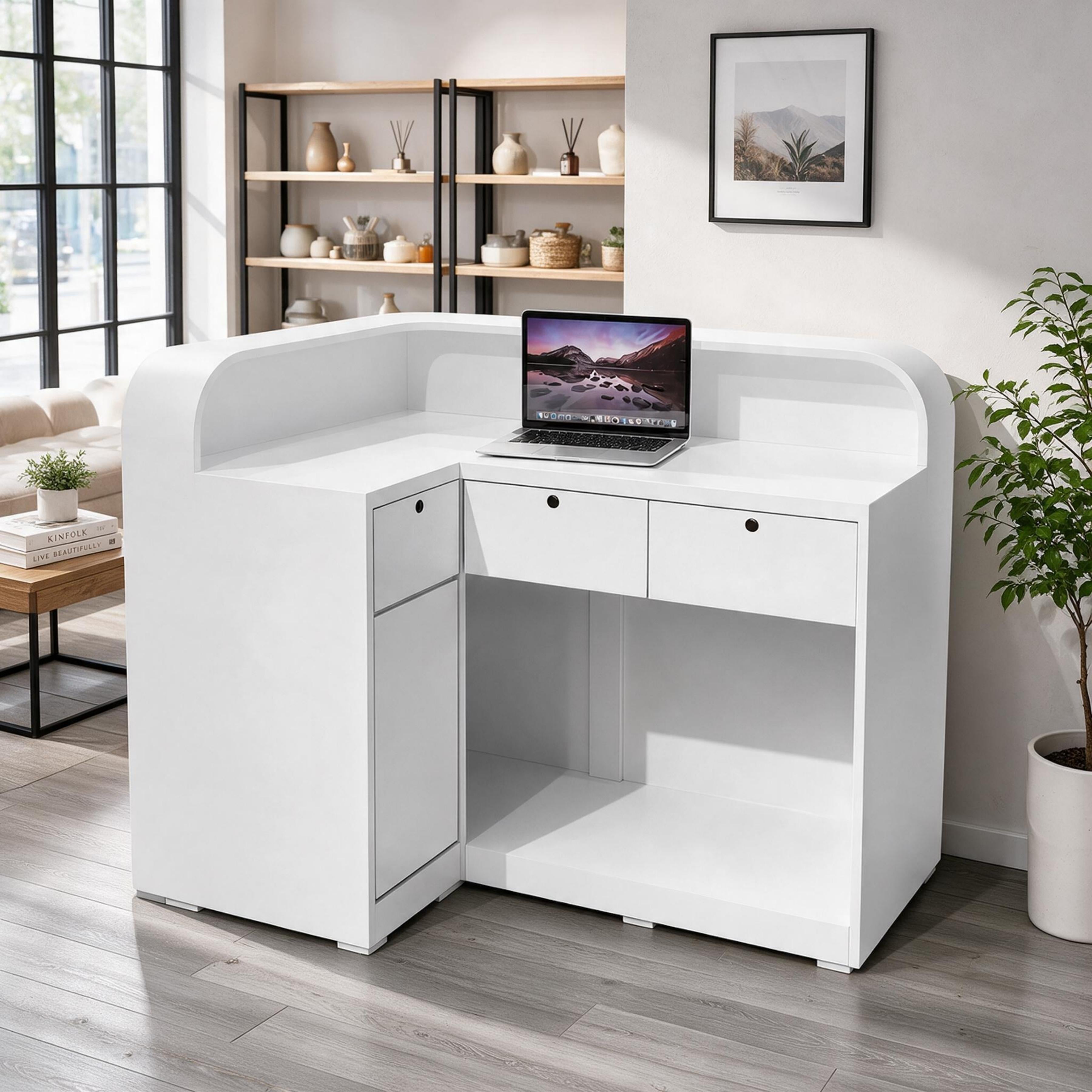 Modern Rounded Reception Desk with Raised Countertop
