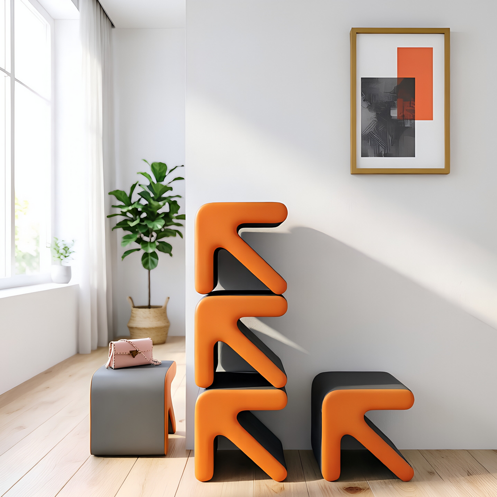Contemporary Geometric Lounge Stool