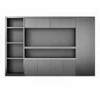 Freestanding Office Storage Wall Unit with Open Shelving and Cupboard Space